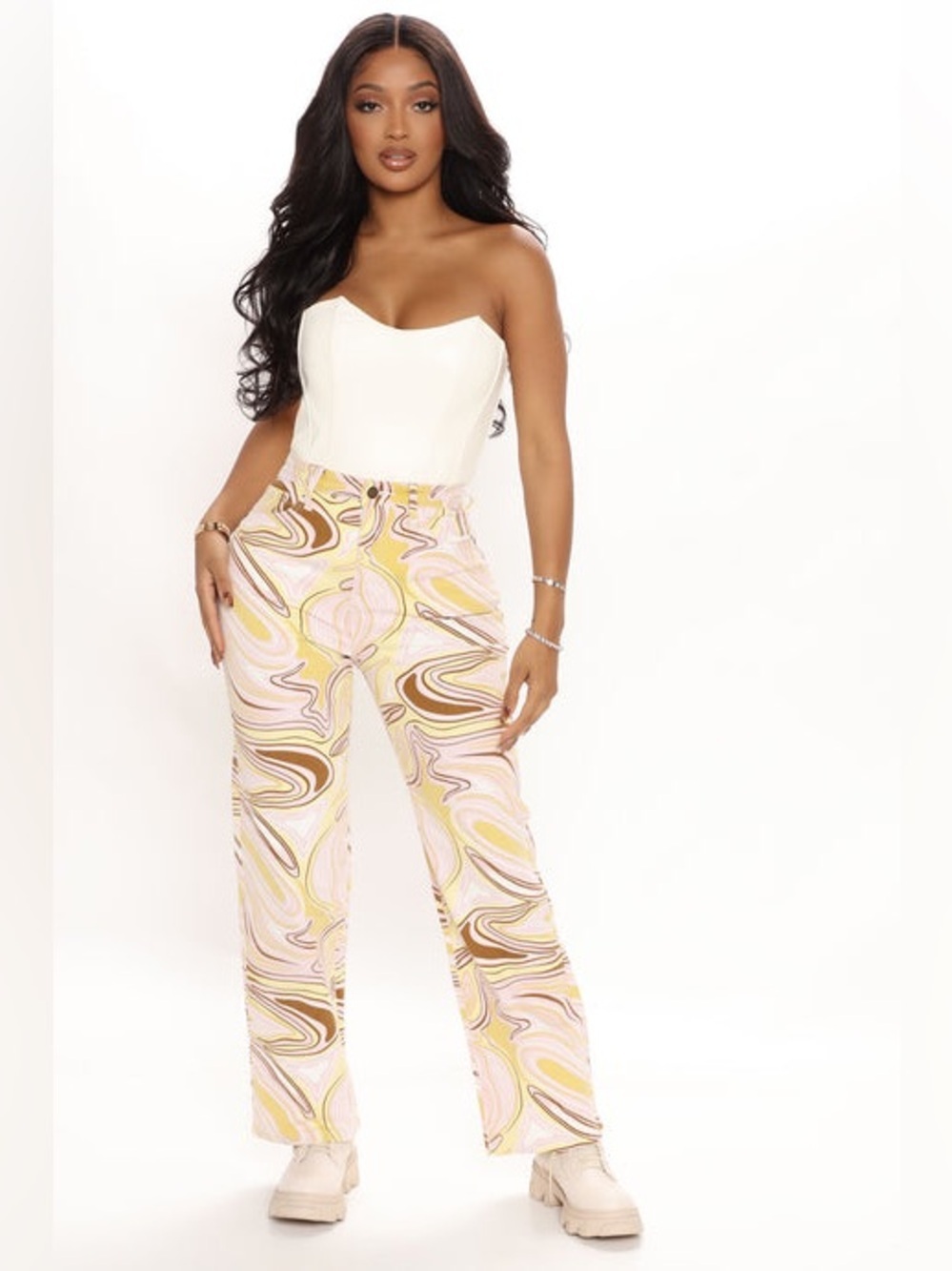 Fashion Nova All In The Swirl straight leg pants jeans high waisted